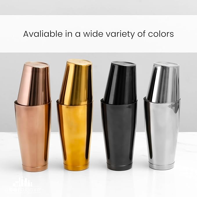 A Bar Above Boston Cocktail Shaker Set, 2 Piece, 18 and 28 Oz Tins, Black