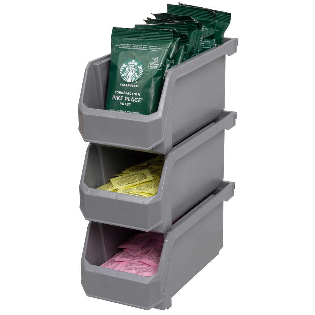 ReadySpace Medium Stackable Plastic Storage Bins, 8-Pack, Gray