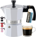 Zulay Moka Pot Espresso Stovetop Coffee Maker - Leak-Proof, Stainless Steel, Easy to Clean, Heat Resistant Handle & Knob - for Authentic Cuban & Italian Style Espresso - Makes 12 Espresso Cups - White