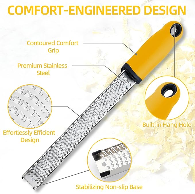 Koythin Yellow Handle Citrus Zester Cheese Shredder Grater