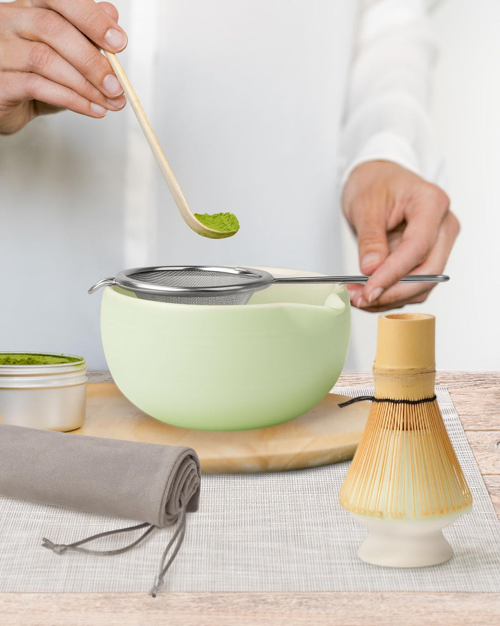 Joiish Matcha Whisk Set, 5-PC Matcha Kit Gift, Light Green