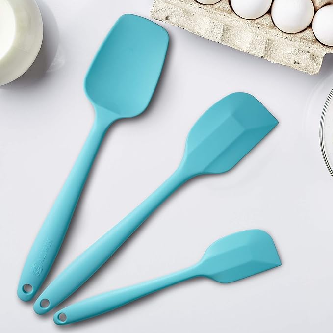 3-Piece Silicone Spatula Set, 600°F Heat Resistant, Light Blue