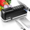 Secura 3-Stage Electric Knife Sharpener with Diamond Abrasives and Precision Angle Guides, Professional Sharpening Tool for Kitchen Straight Edge and Ceramic Knife, Black