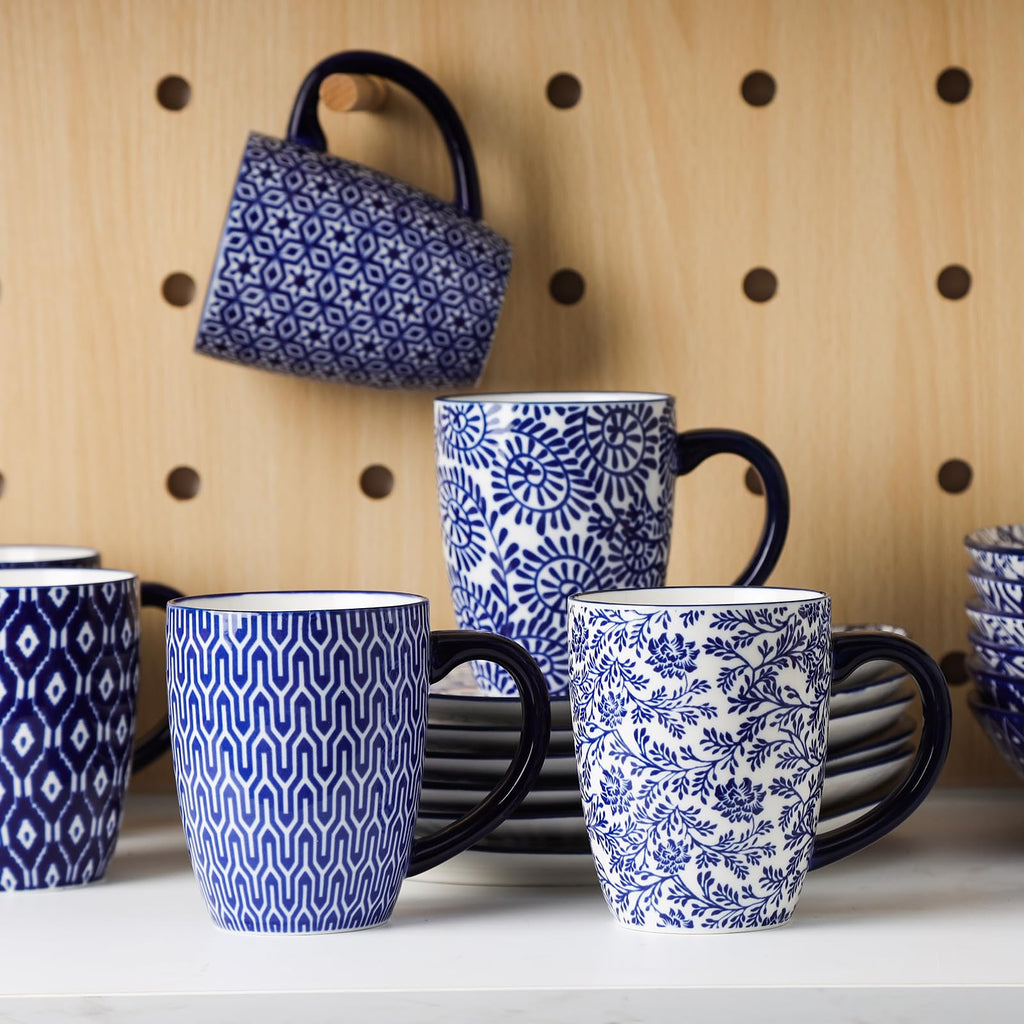 Selamica 30-Pieces Ceramic Dinnerware Sets for 6, Scratch Resistant Plates and Bowls Sets, Microwave and Dishwasher Safe, Vintage Blue A