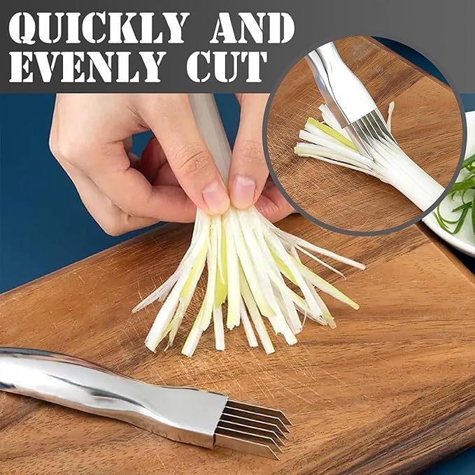 Morekfly Shred Silk The Knife, 2026 Upgrade Green Onion Cutter Stainless Steel Chopped Kitchen Slicing Tool Cutter for Vegetables Onion Garlic, Multifunctional Kitchen Food Vegetable Cutters (4Pack)