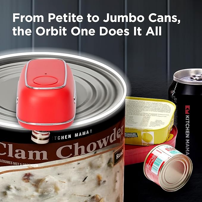 Kitchen Mama Orbit One Rechargeable Electric Can Opener, Red