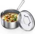 PekGema 2.5QT Saucepan w/Glass Strainer Lid, Tri-Ply Stainless Steel