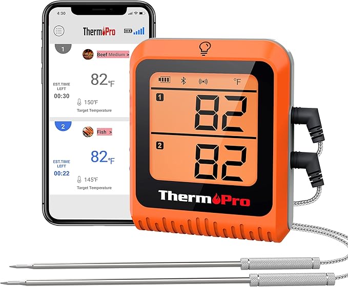 TempPro TempSync 650 ft Bluetooth Meat Thermometer with 2 Probes for Grill