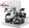 NUPANT 12 Cup Commercial Coffee Maker Auto Filling Drip Coffee Machine with 3 Carafes 3 Warmers, Filters, Stainless Steel Pour Over Coffee Brewer with Hot Water Dispenser for Restaurant Office Cafe