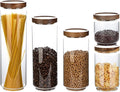 Homtop Glass Storage Jars Set with Airtight Wood Lids