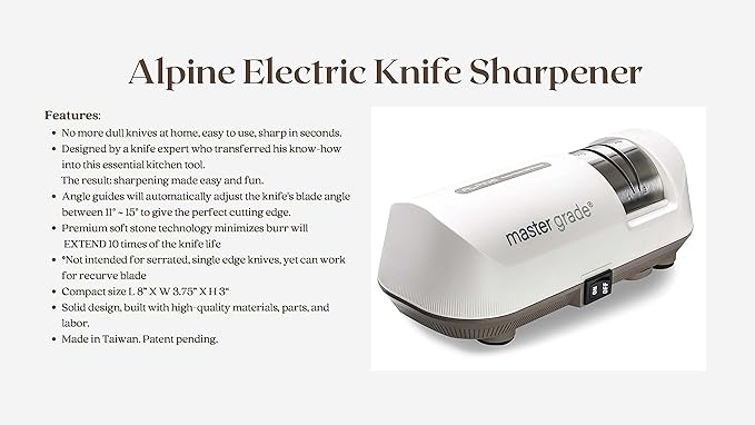 Master Grade Alpine Electric Knife Sharpener, Knife Sharpeners for Kitchen Knives, Pocket Knife Sharpener