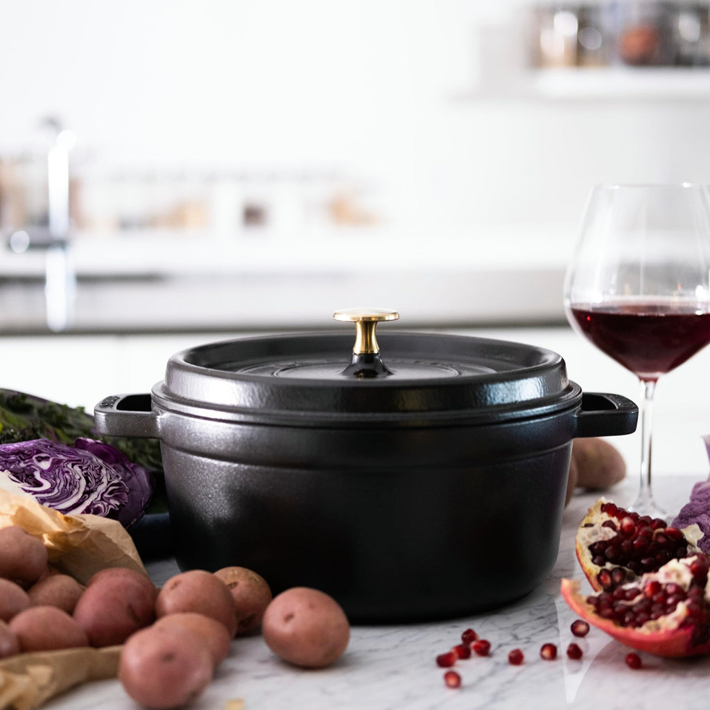 Staub Cast Iron 4-qt Round Dutch Oven - Matte Black