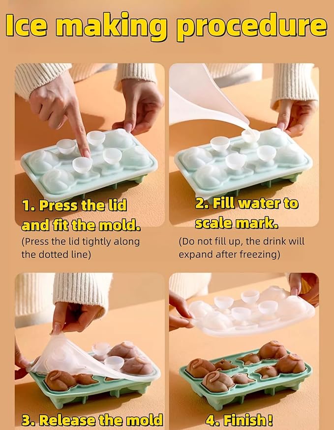 UIVXXUD Cute 3D Cat Ice Mold, Kitty Ice Cube Tray Popsicle Molds (Pink)