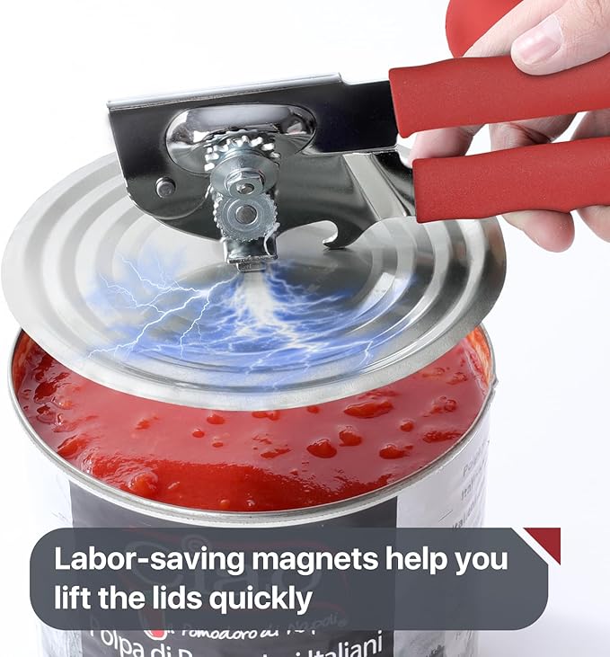 UHIYEE Commercial Can Opener Heavy Duty, Hand Crank for Large Cans, Red