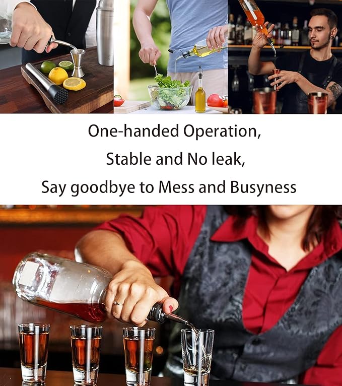 Pafusen 12 Pack Liquor Pour Spout With Dust Caps - Bottle Pourers for Alcohol, Olive Oil - Speed Pourers, Bar Bartender Accessories