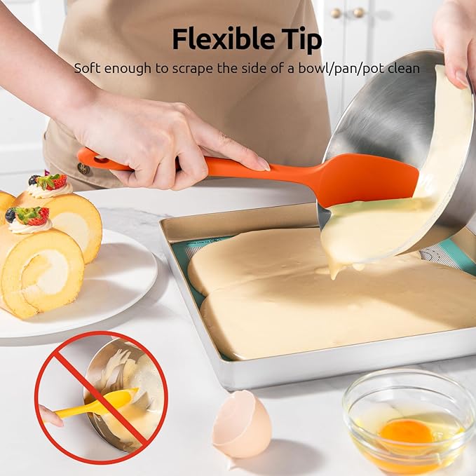 U-Taste Silicone Spatula Set, 600ºF High Heat Resistant, 3-Pcs, Colorful