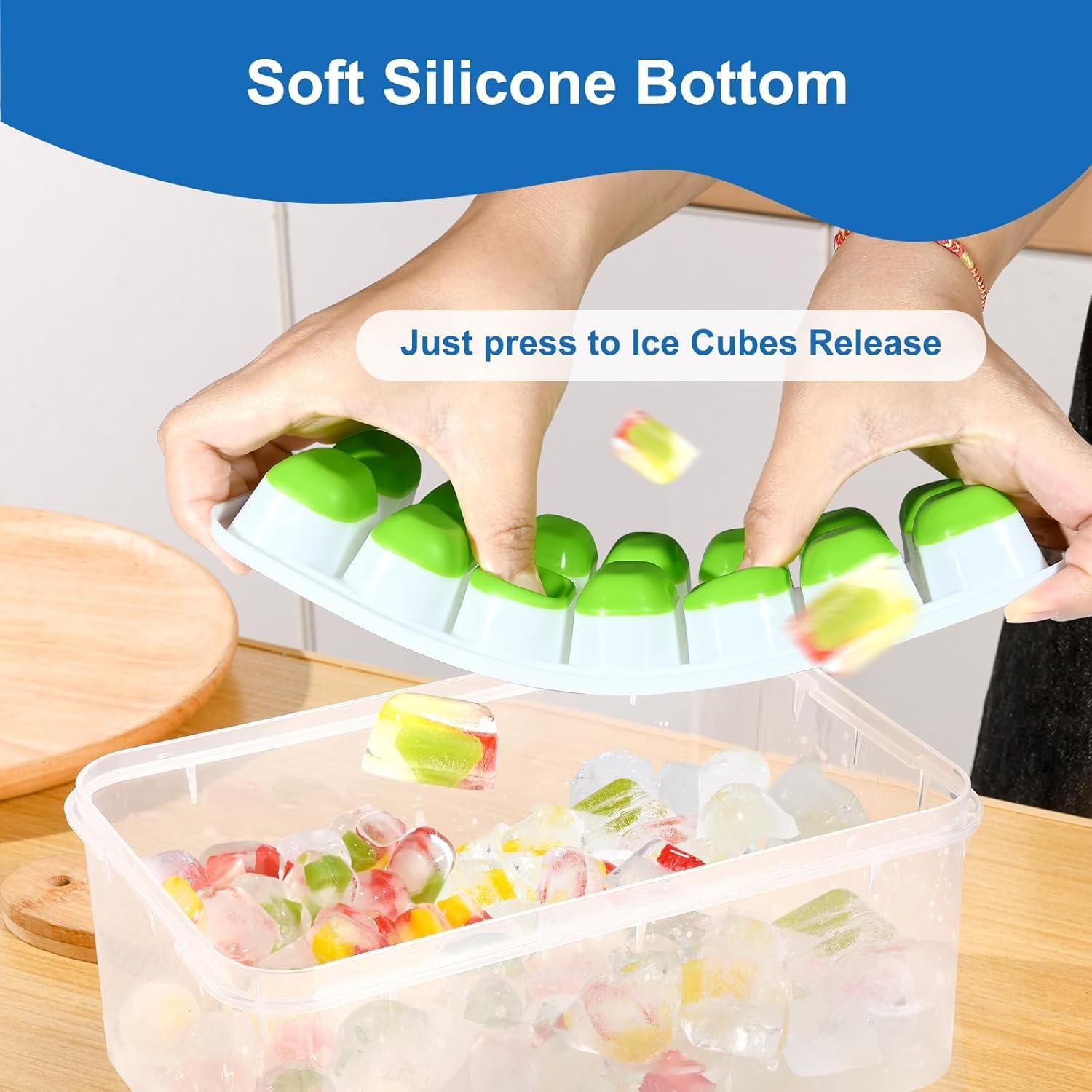 Weftnom Ice Cube Trays with Lids for Freezer, 4 Pack Silicone Set, 56 Cubes