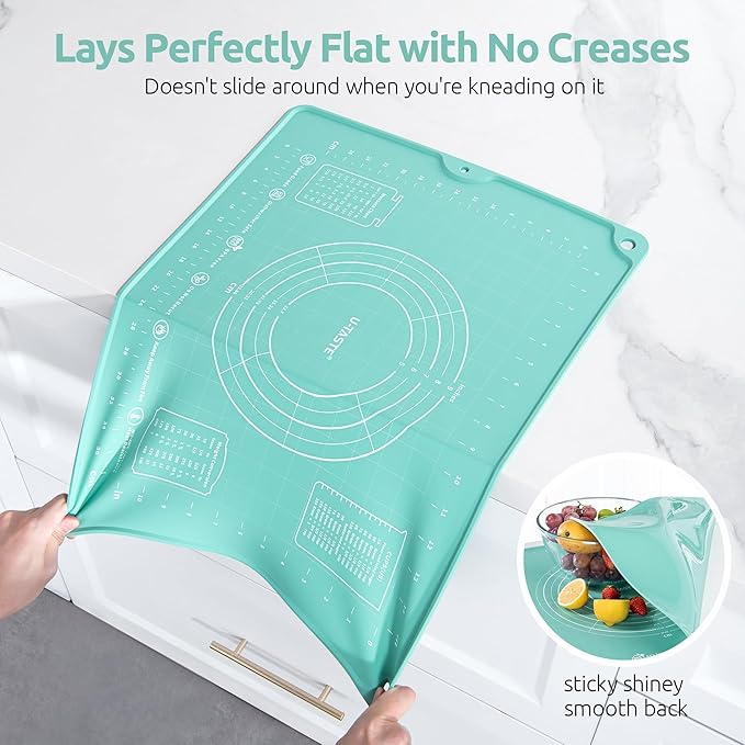 U-Taste Silicone Pastry Mat, Dough Rolling Baking Sheet, 16"x20", Aqua Sky