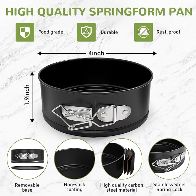 ZeroPone 4 Inch Mini Springform Pan for Mini Cheesecake Pizza
