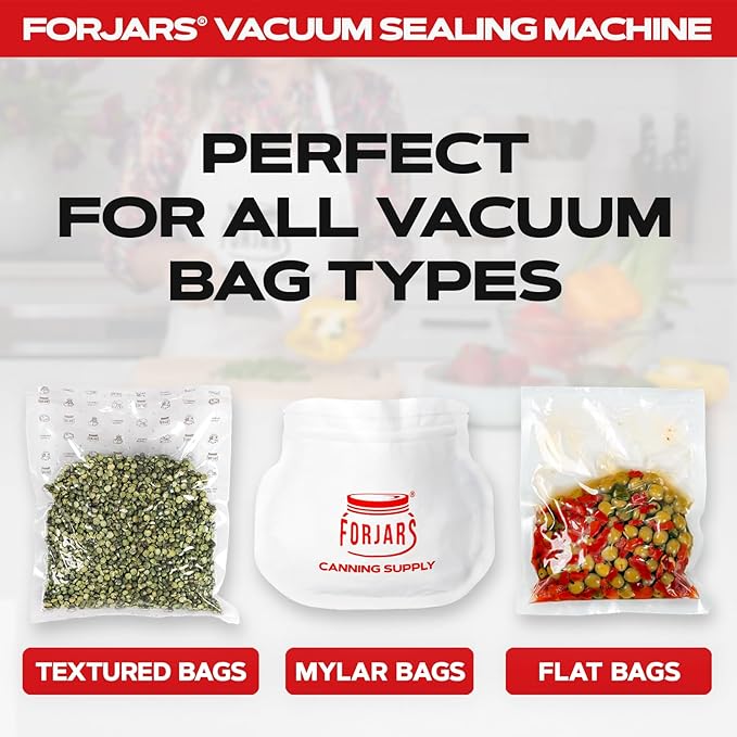 FORJARS Food Vacuum Sealer Machine with 20 Bags, High-Speed, Multi-Functional, Automatic Sealing for Dry and Wet Storage, Freshness Saving for Your Food, Perfect for Sous Vide Cooking and Kitchen Use