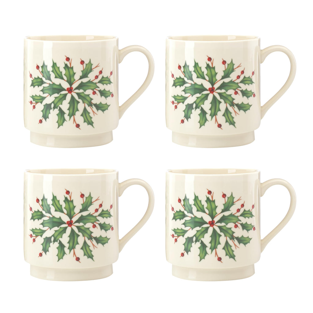 Lenox 853763 Holiday 4-Piece Stackable Mug Set, Christmas Dinnerware, Hosting