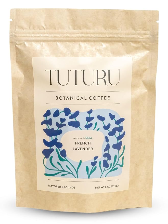 Organic Lavender Ground Coffee | Real Lavender Flower | Medium Roast, Organic Flavored Coffee | Smooth Low-Acid | Perfect for Drip, Pour Over or Cold Brew | 8 oz, 22 Servings