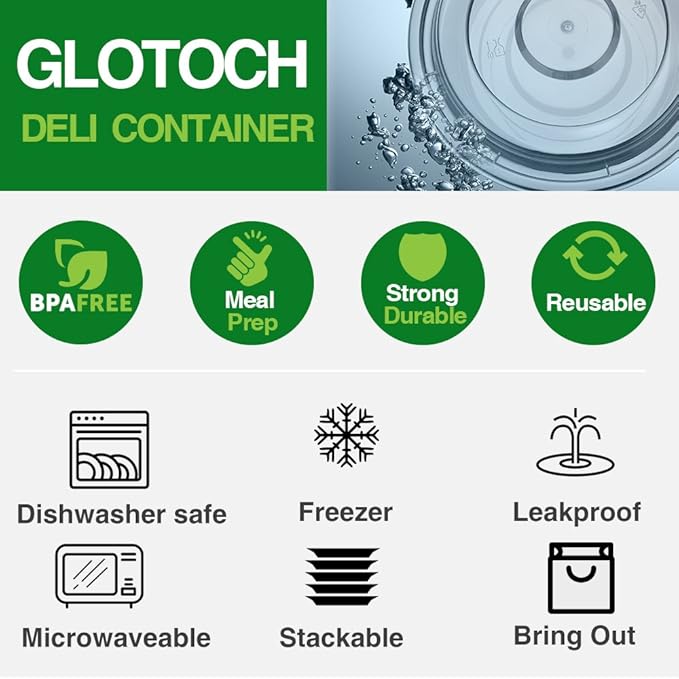 Glotoch Round Reusable Meal Prep Containers with Lids, 16 oz, 50 Pack