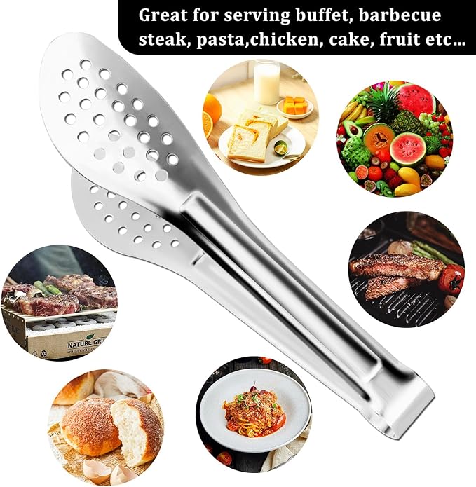 8PCS 9-Inch Serving Tongs,XEVOM Kitchen Tongs,Buffet Tongs,Stainless Steel
