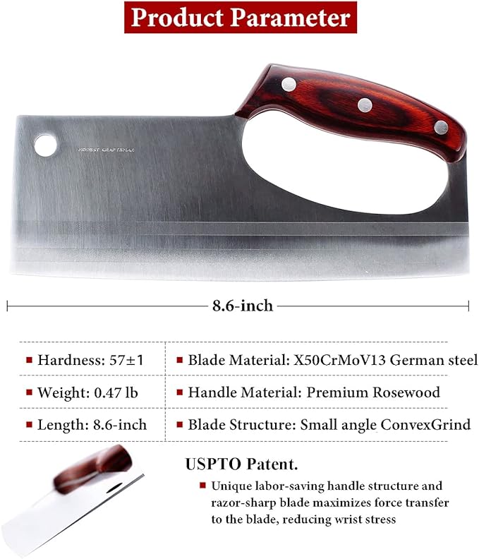 HIDAMOS Meat Cleaver Knife Japanese Chef Knife for Vegeable Meat Cutting