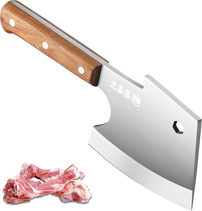 Kitory Meat Cleaver 6 Inch Bone Chopper Knife - Heavy Duty Butcher Cleaver with Wood Handle, High Carbon Stainless Steel Blade, Professional Kitchen Bone Breaker for Home & Commercial Use