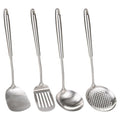 FJNATINH 4-Pieces 304 Stainless Steel Wok Spatula Set,Cooking Utensil Set,Soup Ladle Colander,Nonstick Kitchen Cooking Utensils Set with Spatula,Kitchenware Tools