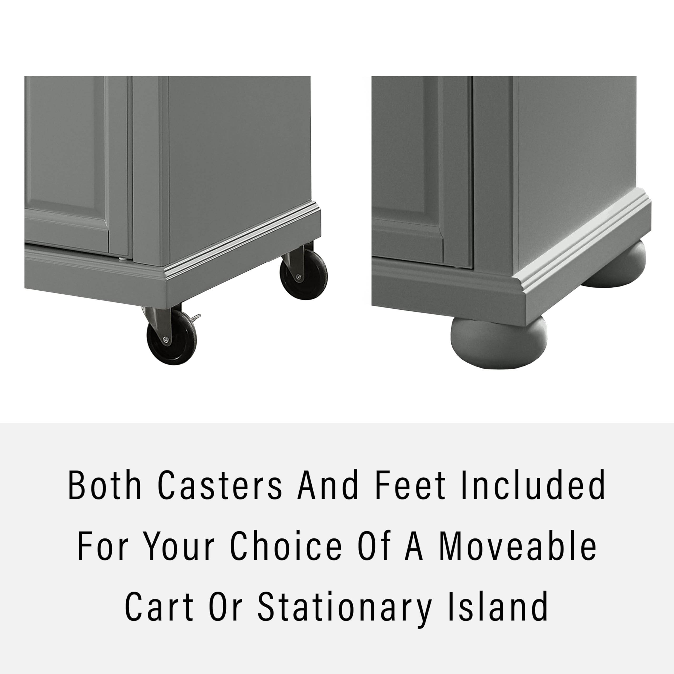 Crosley Furniture Alexandria Wood Top Rolling Kitchen Island Storage Cart, Microwave Stand, Spice Rack, Gray