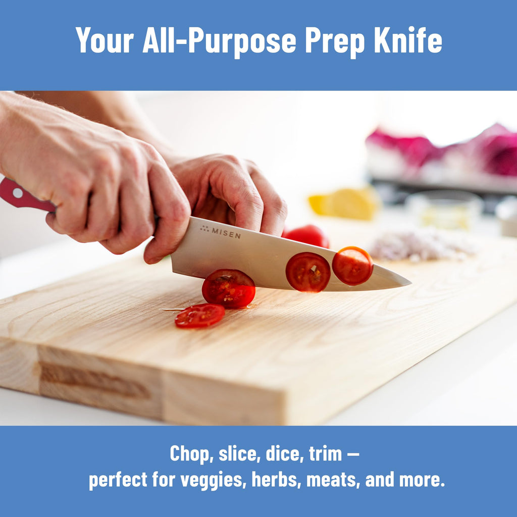 Misen 6.8" Chef Knife – High Carbon Japanese AUS-10 Stainless Steel – Hybrid German & Japanese Blade – Precision Kitchen Knife for Professionals & Home Cooks – Ultimate Cutting Performance - Red