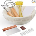 Dimpola Banneton Bread Proofing Basket Banneton Basket Set Sourdough Proofing Basket Round Proofing Bowls Handmade Rattan Baskets and Liners (Round 9 inch Baking Set)