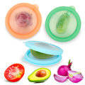Silicone Reusable Vacuum-Seal Storage Containers for Fridge,Fresh Fruit,Vegetables,Garlic,Onions,Lemons,Potatoes,Meat,for Microwave Oven Heating,Freezer,Dishwasher,Avocado Saver,Tomato Holder,3 Pack