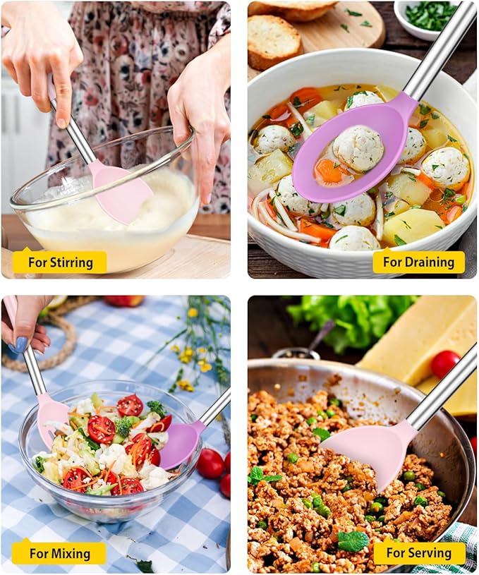 BUNDLEPRO Silicone Cooking Spoons for Non Stick Cookware, 2 Pack