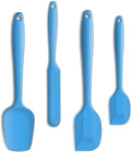 JXWING 4-Piece Silicone Spatula Set with Stainless Steel Core, Blue