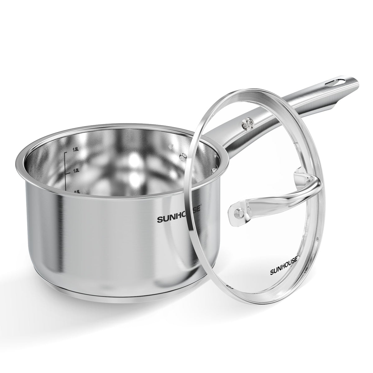 SUNHOUSE 2 QT Stainless Steel Sauce Pan with Lid, Small Pot for Cooking