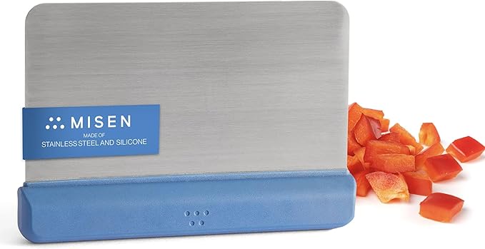 Misen Stainless Steel Bench Scraper - Versatile Food Scraper with Blue Handle - Ideal for Kitchen, Pastry & Dough - Durable Cutting Board Scraper Tool for Effortless Transfer into Pots & Pans - Blue