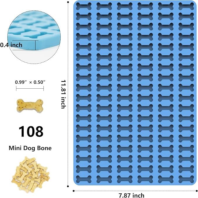 Amyandone Dog Treat Silicone Mold, Mini Bone Mold for Baking and Freezing