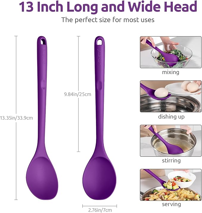 U-Taste Silicone Cooking Spoon, 13.3" Long Large Mixing Spoon, Purple