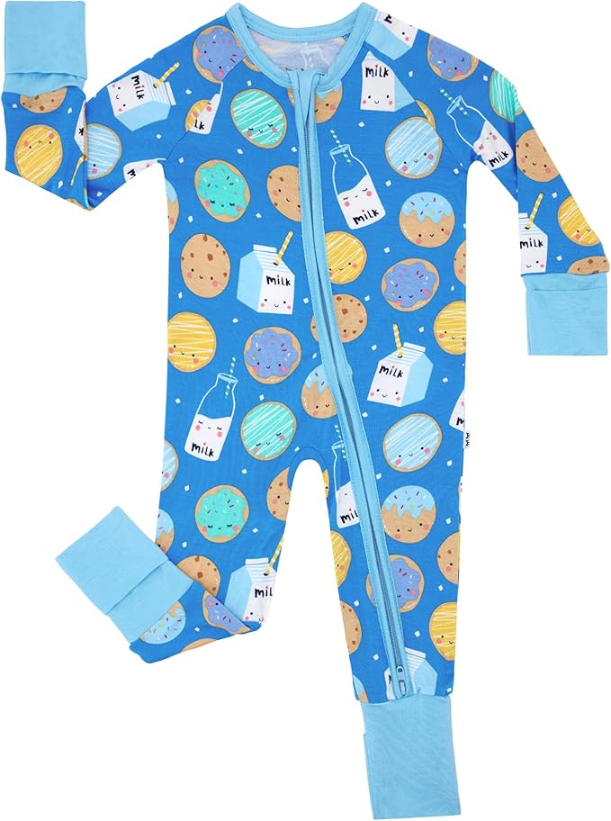 Little Sleepies Baby Pajamas, Blue Cookies & Milk, Newborn