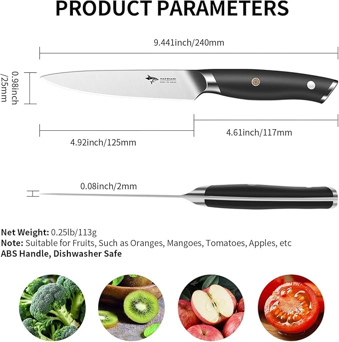 MAD SHARK 5 inch Paring Knife Ultra Sharp German Stainless Steel