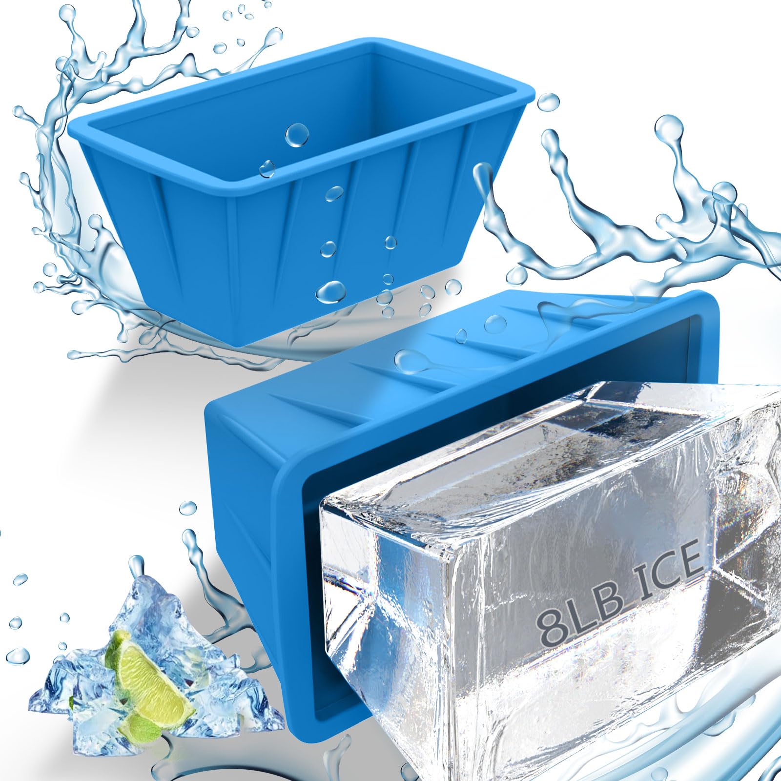 Extra Large Ice Cube Molds 2Pack 16LB Silicone Large Ice Cube Molds for Cold Plunge Tub,Reusable Ice Cube Trays for Freezer,Ice Block Molds for Home Ice Bath,Cold Plunge Accessories,Ice Bath Chiller