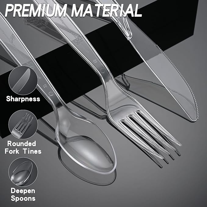 350 Count Clear Plastic forks, Extra Heavy Duty Plastic Forks