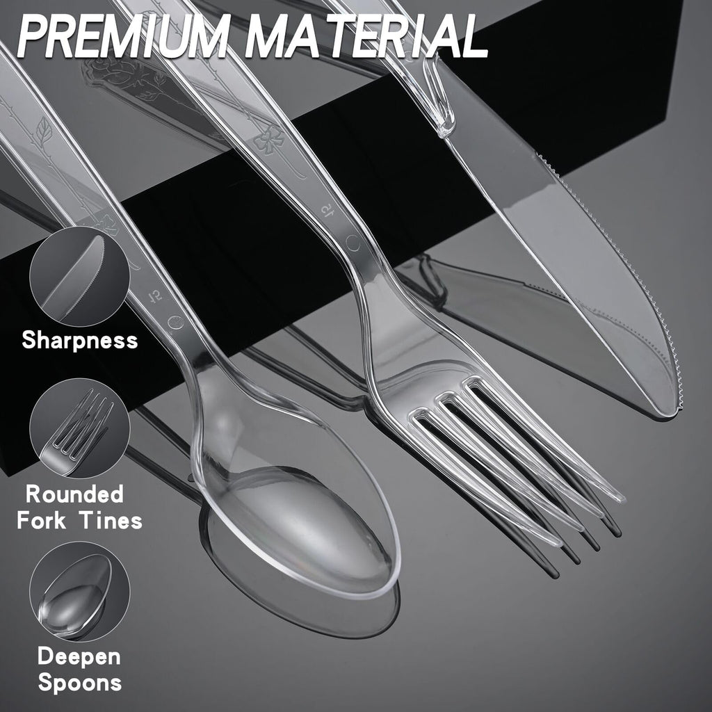 350pc Heavy Duty Plastic Silverware Set: 150 Forks/150 Spoons/50 Knives