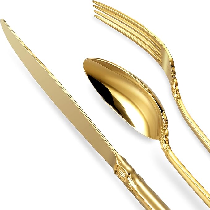 KEAWELL Luxury 20-Piece 18/10 Stainless Steel Flatware Set (Gold)