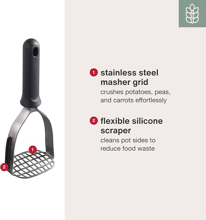 Zyliss Potato Masher Robust Stainless Steel Food and Vegetable Masher