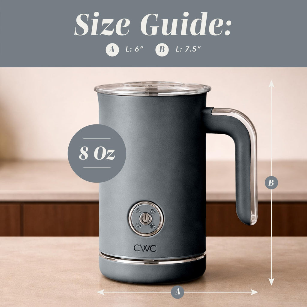 COOK WITH COLOR 4-in-1 Electric Milk Steamer and Frother - 2-Minute Heating and Frothing, Hot and Cold Foam Maker for Coffee, Latte, Cappuccino, Macchiato, Milk Warmer, Auto Shut Off, Grey