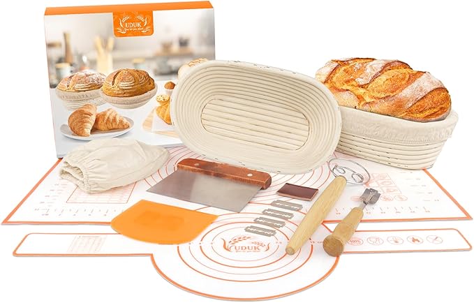 UDUK Sourdough Baking Kit, 2 Oval Banneton Proofing Basket Set